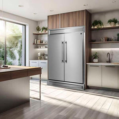 FORNO Premium 2-Piece Kitchen Bundle Galiano, 48" Stainless Steel Range & Maderno 56" Convertible Refrigerator/Freezer with Decorative Trim - FBDL-017-03CAUS