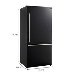 Forno Milano Espresso 31-Inch 17.2 cu. ft. Bottom Freezer Right Swing Door Refrigerator in Black - FFFFD1785-31BLK