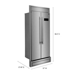 Forno Salerno 33" Built-in Stainless Steel Refrigerator 15.6 cu. ft - With Modern Decorative Grill - FFRBI1805-37MG