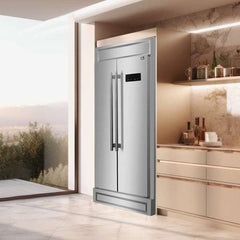 Forno Salerno 33" Built-in Stainless Steel Refrigerator 15.6 cu. ft - With Modern Decorative Grill - FFRBI1805-37MG