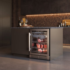 Forno Rimini Outdoor Kitchen 30" BBQ 62,600 BTU, 3 Burners with Sear & Rotisserie, 2.4 cu.ft. Beverage Center, Stainless Steel Sink, Black Cabinets & Gray Sintered Stone Countertop - FODKT2544BLK