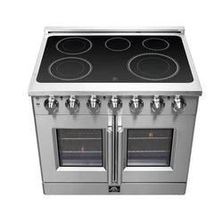Forno Massimo 36-Inch Freestanding French Door Electric Range in Stainless Steel - FFSEL6955-36