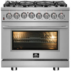 Forno Massimo 36" Dual Fuel Range in Stainless Steel - FFSGS6125-36