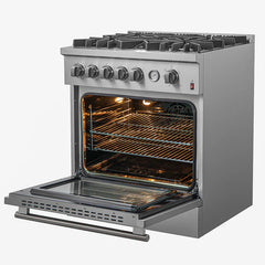 Forno Giovanni 30" Gas Range with 5 Burners, 4.32 cu.ft. Convection Oven, and Temperature Gauge in Stainless Steel - FFSGS6274-30