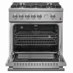 Forno Giovanni 30" Gas Range with 5 Burners, 4.32 cu.ft. Convection Oven, and Temperature Gauge in Stainless Steel - FFSGS6274-30