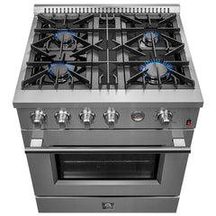 Forno Marco 30-inch Gas Range Stainless Steel, 4 Burners 37,000 BTU, 4.32 cu.ft. Convection Oven - FFSGS6277-30