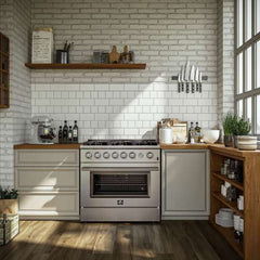 Forno Marco 36" Gas Range with 6 Burners, 5.36 cu.ft. Convection Oven, and Temperature Gauge in Stainless Steel - FFSGS6277-36