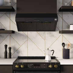 FORNO Premium 2-Piece Kitchen Bundle - Leonardo Espresso 30" Black Range, 30" Black Range Hood - FBDL-002-02US