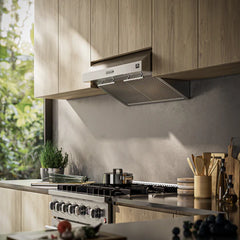Forno Bari Espresso 30-Inch Under Cabinet Range Hood, 400 CFM, LED Lighting, Dishwasher-Safe Baffle Filters, 4-Speed Fan Control - FRHUC5255-30