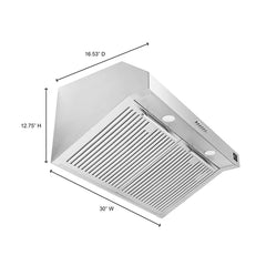 Forno Bari Espresso 30-Inch Under Cabinet Range Hood, 400 CFM, LED Lighting, Dishwasher-Safe Baffle Filters, 4-Speed Fan Control - FRHUC5255-30