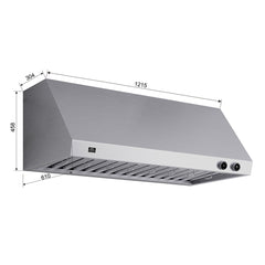 Forno Biagio 48" Wall Mounted Range Hood, Stainless Steel, Heavy Duty - The Home Selection