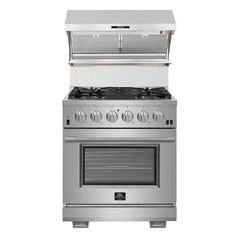 Forno 30" Wall Mount Range Hood with Red Light Warmer, Shelf/Backsplash, and 600 CFM Motor - FRHWM5029-30HB