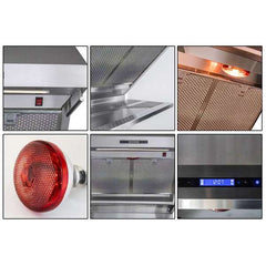 Forno 30" Wall Mount Range Hood with Red Light Warmer, Shelf/Backsplash, and 600 CFM Motor - FRHWM5029-30HB