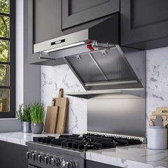 Forno 30" Wall Mount Range Hood with Red Light Warmer, Shelf/Backsplash, and 600 CFM Motor - FRHWM5029-30HB