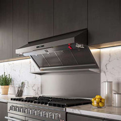 Forno 48" Wall Mount Range Hood with Red Light Warmer, Shelf/Backsplash, and 1200 CFM Motor - FRHWM5029-48HB