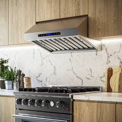 Forno Palazzo 30" Wall Mounted Range Hood Stainless Steel Heavy-Duty Baffle Filters & Remote Control - FRHWM5030-30