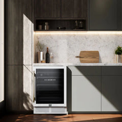Forno Bacchino 24-Inch Wine Cooler – 51 Bottle Capacity – Dual Zone – Built-In or Freestanding - FWCDR6634-24