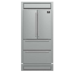 Forno Moena 36-inch Built-In French Door Refrigerator in Stainless Steel, 19.2 Cu.ft Total Capacity, Ice Maker with Decorative Grill - FFRBI1820-40MG