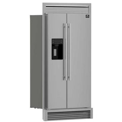 Forno 36" Built-In Side-by-Side 20 cu.ft Refrigerator in Stainless Steel with Water Dispenser and Ice Maker with Grill - FFRBI1844-40SG