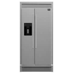 Forno 36" Built-In Side-by-Side 20 cu.ft Refrigerator in Stainless Steel with Water Dispenser and Ice Maker with Grill - FFRBI1844-40SG