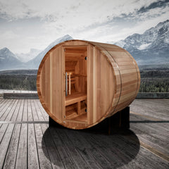 Golden Designs "St. Moritz" 2 Person Barrel Traditional Sauna, Pacific Cedar - GDI-B002-01