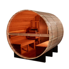 Golden Designs "Zurich" 4 Person Barrel with Bronze Privacy View, Traditional Sauna Pacific Cedar - GDI-B024-01