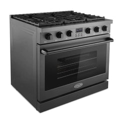 Cosmo Cosmo 36 in. Lumin Collection 6.1 cu. ft. Gas Range with 6 Sealed Burners and Convection Oven in Matte Black - COS-GRC366KB-BK