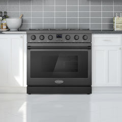 Cosmo Cosmo 36 in. Lumin Collection 6.1 cu. ft. Gas Range with 6 Sealed Burners and Convection Oven in Matte Black - COS-GRC366KB-BK