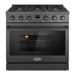Cosmo Cosmo 36 in. Lumin Collection 6.1 cu. ft. Gas Range with 6 Sealed Burners and Convection Oven in Matte Black - COS-GRC366KB-BK