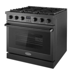 Cosmo Cosmo 36 in. Lumin Collection 6.1 cu. ft. Gas Range with 6 Sealed Burners and Convection Oven in Matte Black - COS-GRC366KB-BK