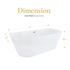 Altair Satchi 67" x 32" Flatbottom Freestanding Acrylic Soaking Bathtub in Glossy White with Drain and Overflow - 52767-BAT-WH