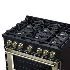Forno Valente 36-Inch Gas Range – 6 Sealed Burners – 71,000 BTU Cooktop Output – 5.2 Cu. Ft. Convection Oven – Telescopic Racks - FFSGS6219-36