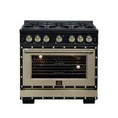Forno Valente 36-Inch Gas Range – 6 Sealed Burners – 71,000 BTU Cooktop Output – 5.2 Cu. Ft. Convection Oven – Telescopic Racks - FFSGS6219-36