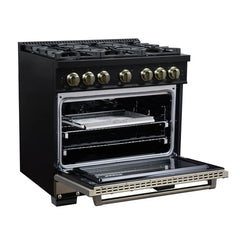 Forno Valente 36-Inch Gas Range – 6 Sealed Burners – 71,000 BTU Cooktop Output – 5.2 Cu. Ft. Convection Oven – Telescopic Racks - FFSGS6219-36