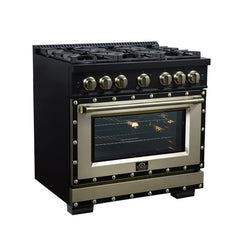 Forno Valente 36-Inch Gas Range – 6 Sealed Burners – 71,000 BTU Cooktop Output – 5.2 Cu. Ft. Convection Oven – Telescopic Racks - FFSGS6219-36