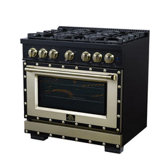 Forno Valente 36-Inch Gas Range – 6 Sealed Burners – 71,000 BTU Cooktop Output – 5.2 Cu. Ft. Convection Oven – Telescopic Racks - FFSGS6219-36