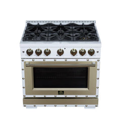 Forno Valente 36-Inch Gas Range – 6 Sealed Burners – 71,000 BTU Cooktop Output – 5.2 Cu. Ft. Convection Oven – Telescopic Racks - FFSGS6219-36