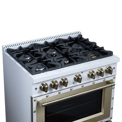 Forno Valente 36-Inch Gas Range – 6 Sealed Burners – 71,000 BTU Cooktop Output – 5.2 Cu. Ft. Convection Oven – Telescopic Racks - FFSGS6219-36