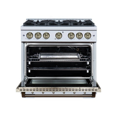 Forno Valente 36-Inch Gas Range – 6 Sealed Burners – 71,000 BTU Cooktop Output – 5.2 Cu. Ft. Convection Oven – Telescopic Racks - FFSGS6219-36