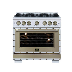 Forno Valente 36-Inch Gas Range – 6 Sealed Burners – 71,000 BTU Cooktop Output – 5.2 Cu. Ft. Convection Oven – Telescopic Racks - FFSGS6219-36