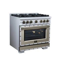 Forno Valente 36-Inch Gas Range – 6 Sealed Burners – 71,000 BTU Cooktop Output – 5.2 Cu. Ft. Convection Oven – Telescopic Racks - FFSGS6219-36