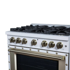Forno Valente 36-Inch Gas Range – 6 Sealed Burners – 71,000 BTU Cooktop Output – 5.2 Cu. Ft. Convection Oven – Telescopic Racks - FFSGS6219-36