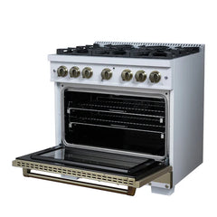 Forno Valente 36-Inch Gas Range – 6 Sealed Burners – 71,000 BTU Cooktop Output – 5.2 Cu. Ft. Convection Oven – Telescopic Racks - FFSGS6219-36