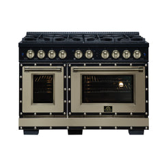 Forno Valente 48-Inch Gas Range – 8 Sealed Burners – 94,000 BTU Cooktop Output – 6.7 Cu. Ft. Double Oven – Telescopic Racks - FFSGS6299-48CP