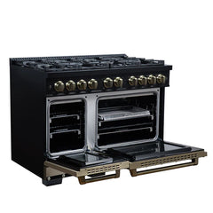 Forno Valente 48-Inch Gas Range – 8 Sealed Burners – 94,000 BTU Cooktop Output – 6.7 Cu. Ft. Double Oven – Telescopic Racks - FFSGS6299-48CP