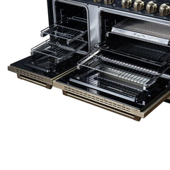 Forno Valente 48-Inch Gas Range – 8 Sealed Burners – 94,000 BTU Cooktop Output – 6.7 Cu. Ft. Double Oven – Telescopic Racks - FFSGS6299-48CP