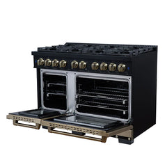 Forno Valente 48-Inch Gas Range – 8 Sealed Burners – 94,000 BTU Cooktop Output – 6.7 Cu. Ft. Double Oven – Telescopic Racks - FFSGS6299-48CP