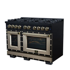 Forno Valente 48-Inch Gas Range – 8 Sealed Burners – 94,000 BTU Cooktop Output – 6.7 Cu. Ft. Double Oven – Telescopic Racks - FFSGS6299-48CP
