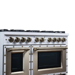 Forno Valente 48-Inch Gas Range – 8 Sealed Burners – 94,000 BTU Cooktop Output – 6.7 Cu. Ft. Double Oven – Telescopic Racks - FFSGS6299-48CP