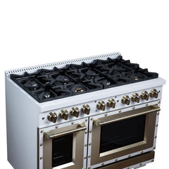 Forno Valente 48-Inch Gas Range – 8 Sealed Burners – 94,000 BTU Cooktop Output – 6.7 Cu. Ft. Double Oven – Telescopic Racks - FFSGS6299-48CP